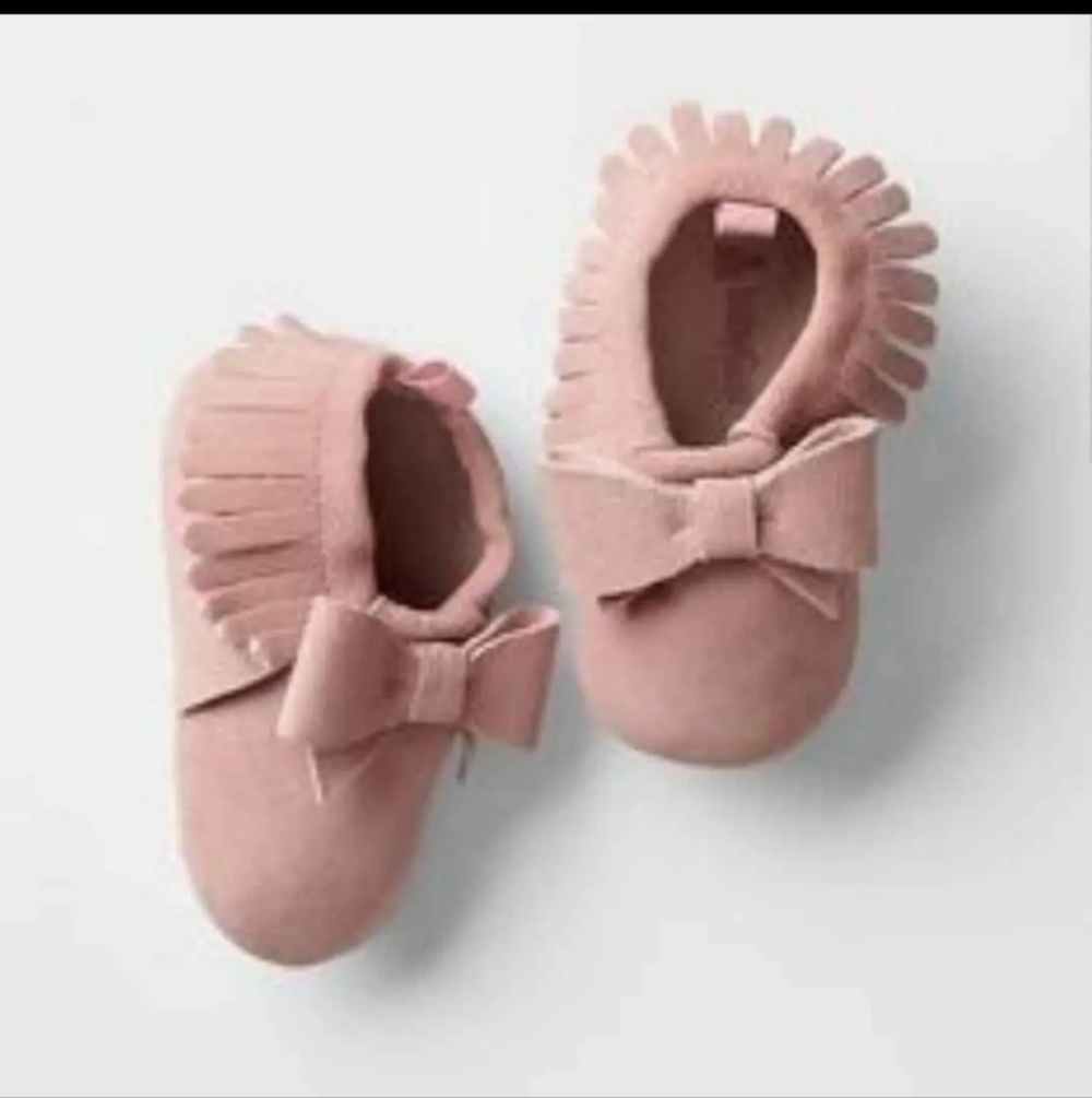 NWT GAP Kids Pink Suede Moccasin ~Sz 12-18 M